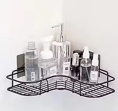 3 PCs Wall Mounted Self-Adhesive Bathroom Corner Shelf | Kitchen Rack & Holder | Trendy Liquid Dispenser | Travel Soap Holder with Cover | Multipurpose Plastic Organizer | Easy Installation thumbnail 1