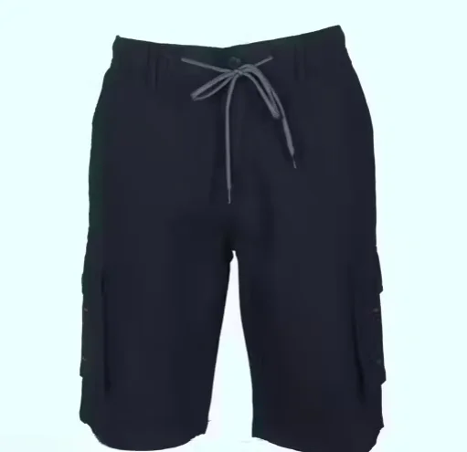  Men's Linen Lycra Cargo Shorts | 5-Pocket, Elastic Waistband| Drawstring, Army Green| Summer Wear image 3