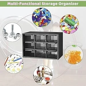 Plastic 9 Drawer Storage Cabinet | Multi-Compartment Organizer for Makeup, Art Supplies & Desk Accessories | 4.72 x 7.08 x 3.93 inches | Multicolor Rectangular image 3