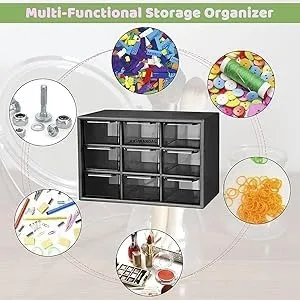 Plastic 9 Drawer Storage Cabinet | Multi-Compartment Organizer for Makeup, Art Supplies & Desk Accessories | 4.72 x 7.08 x 3.93 inches | Multicolor Rectangular thumbnail 2