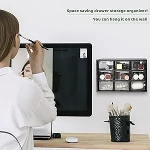 Plastic 9 Drawer Storage Cabinet | Multi-Compartment Organizer for Makeup, Art Supplies & Desk Accessories | 4.72 x 7.08 x 3.93 inches | Multicolor Rectangular thumbnail 4