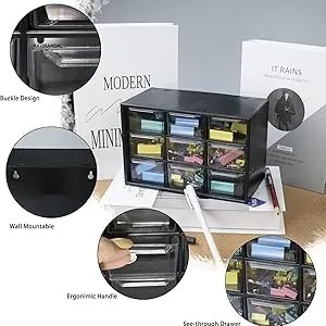 Plastic 9 Drawer Storage Cabinet | Multi-Compartment Organizer for Makeup, Art Supplies & Desk Accessories | 4.72 x 7.08 x 3.93 inches | Multicolor Rectangular thumbnail 6