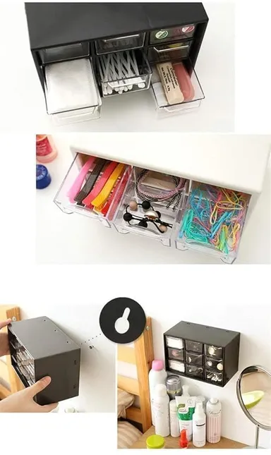 Plastic 9 Drawer Storage Cabinet | Multi-Compartment Organizer for Makeup, Art Supplies & Desk Accessories | 4.72 x 7.08 x 3.93 inches | Multicolor Rectangular thumbnail 5