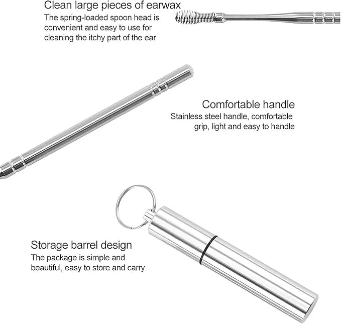 Ear Cleaning Kit | Steel Ear Cleaner | 6 Pcs Reusable Ear Wax Remover Set with Storage Pack | Ear Curette & Spring Bud Cleaner image 4