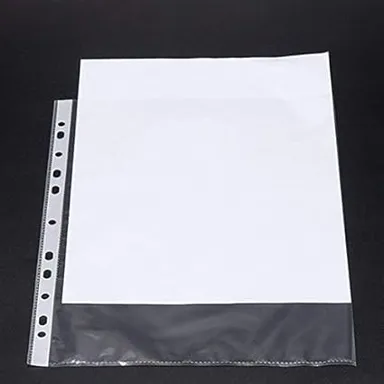 Transparent Document Sleeves | A4 Waterproof Sheet Protectors | 11 Holes Punched Ring Files | Pack of 50 for Office Use thumbnail 1