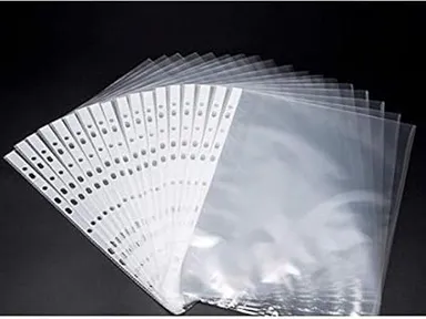 Transparent Document Sleeves | A4 Waterproof Sheet Protectors | 11 Holes Punched Ring Files | Pack of 50 for Office Use thumbnail 2
