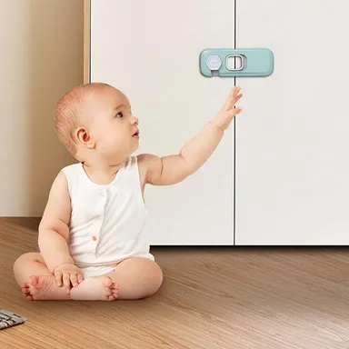 Toddler Safe Refrigerator & Cabinet Lock | Child Proof Freezer Lock | Easy No-Drill Installation | Green Color | 2 Pieces Pack thumbnail 2