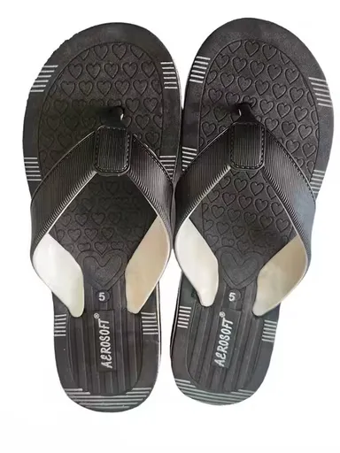 Women Flip-Flops & House Slipper | Black Printed Casual Rubber Slippers IND-8 | Lightweight and comfortable for indoor wear 