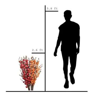 Handmade Palm Leaves Lily Floral Bunch | Long 30 Inch Artificial Flowers for Home Décor | Vase Decoration, Living Room & Office Desk |Red & Orange| thumbnail 2