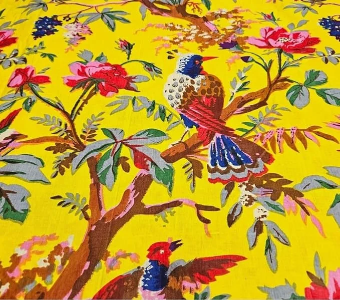 Pure Cotton Unstitched Printed Fabric Material 2.5 Meter | Women Dress Material for Blouse| Kurt |Lehenga Saree | Yellow Fabric for Tailoring image 4
