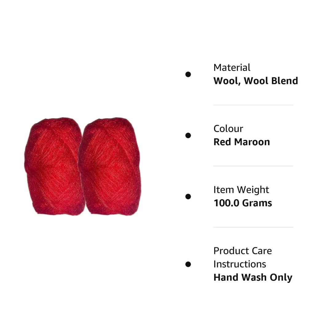 3 Ply Knitting Wool Yarn | 100 gm Each| Red |Pack of 4 | Soft Acrylic Yarn for Knitting and Crochet or Sweater Making image 2