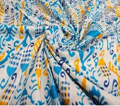 Pure Cotton Unstitched Printed Dress Material Fabric for Women Blouse Kurti Lehenga Saree 2.5m White Soft Breathable Tailoring Cloth  thumbnail 2