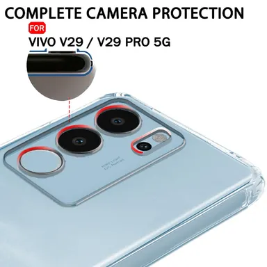 Vivo V29 | V29 Pro Soft Transparent Back Cover Case | Camera Protection | Ultra Slim Silicone Case  thumbnail 1