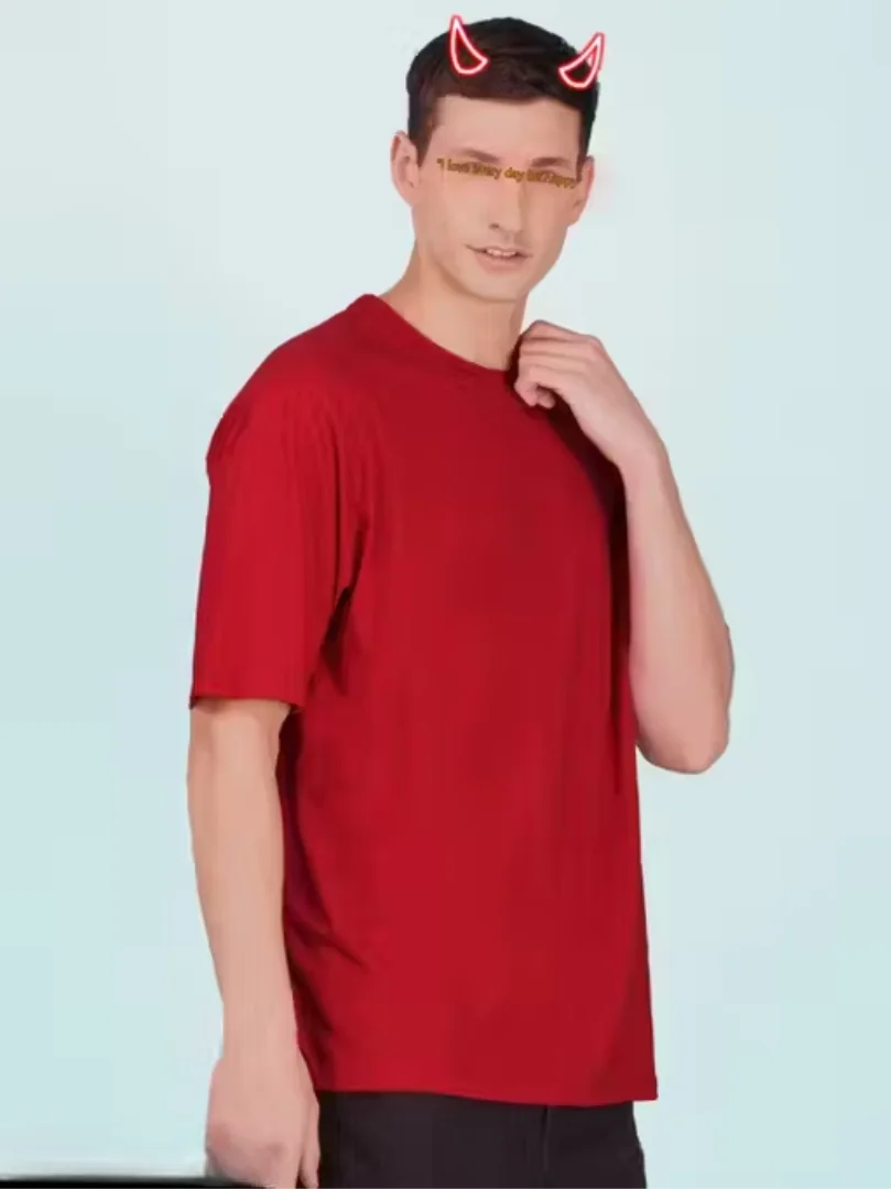 Red Oversized Tshirt |Drop Shoulder Cotton Casual Streetwear Partywear | Size M image 1