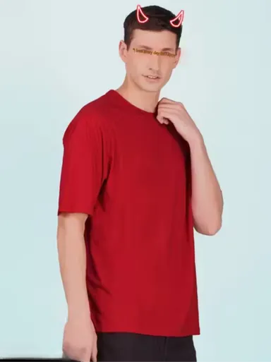 Red Oversized Tshirt |Drop Shoulder Cotton Casual Streetwear Partywear | Size M