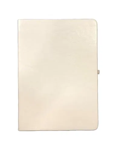 White PU Leather A5 Diary with Elastic Lock | Hard Bound Notebook for Office and Personal Use | 100 Ruled Pages thumbnail 1