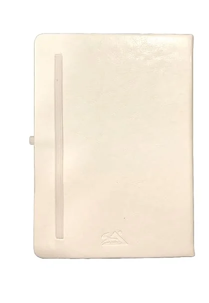 White PU Leather A5 Diary with Elastic Lock | Hard Bound Notebook for Office and Personal Use | 100 Ruled Pages image 3