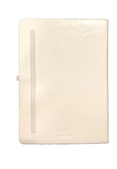 White PU Leather A5 Diary with Elastic Lock | Hard Bound Notebook for Office and Personal Use | 100 Ruled Pages thumbnail 2