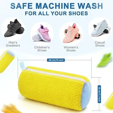 Shoe Washing Machine Bag | Polyester Sneaker Laundry Bag with Invisible Zipper, Protective Shoe Wash Bag for Trainers, Sports Shoes & Delicates – Reusable Organizer thumbnail 1