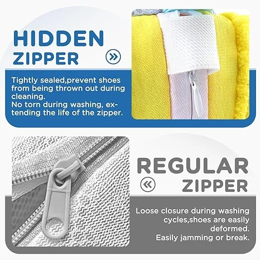 Shoe Washing Machine Bag | Polyester Sneaker Laundry Bag with Invisible Zipper, Protective Shoe Wash Bag for Trainers, Sports Shoes & Delicates – Reusable Organizer image 5