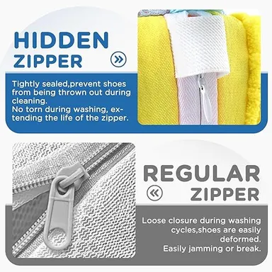 Shoe Washing Machine Bag | Polyester Sneaker Laundry Bag with Invisible Zipper, Protective Shoe Wash Bag for Trainers, Sports Shoes & Delicates – Reusable Organizer thumbnail 4