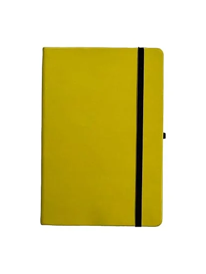 PU Leather Hard Bound A5 Diary with Elastic Lock | Office & Personal Use | Durable, Elegant, Yellow | Pack of 1 image 1