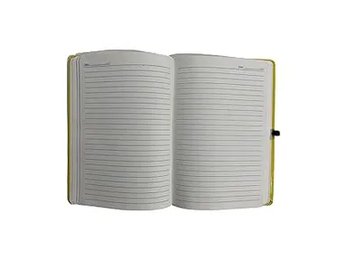 PU Leather Hard Bound A5 Diary with Elastic Lock | Office & Personal Use | Durable, Elegant, Yellow | Pack of 1 thumbnail 2