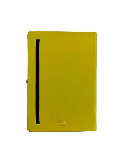 PU Leather Hard Bound A5 Diary with Elastic Lock | Office & Personal Use | Durable, Elegant, Yellow | Pack of 1 image 4