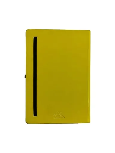 PU Leather Hard Bound A5 Diary with Elastic Lock | Office & Personal Use | Durable, Elegant, Yellow | Pack of 1 thumbnail 3