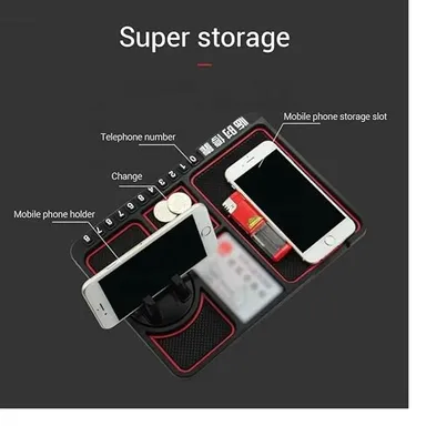Multipurpose Anti‑Slip Car Phone Holder| Silicone Dashboard Mat | Non‑Slip Mobile Holder for Car Interior Accessories |Black thumbnail 2