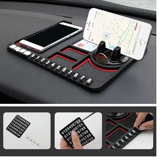 Multipurpose Anti‑Slip Car Phone Holder| Silicone Dashboard Mat | Non‑Slip Mobile Holder for Car Interior Accessories |Black image 4