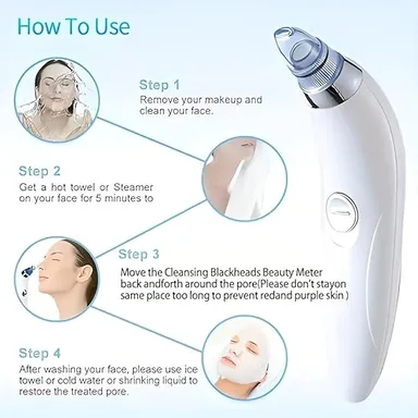Derma Suction | Blackhead Remover Vacuum Device, Electric Facial Skin Cleanser – Acne & Dead Skin Removal | Gentle 4D Suction for All Skin Types, White thumbnail 4