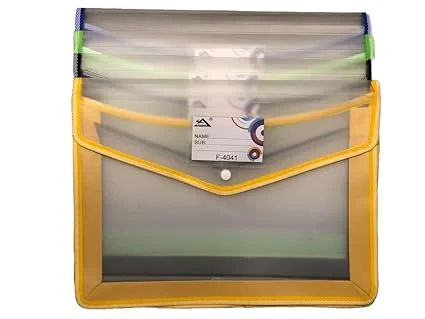 Plastic File Folder | Expanding Poly Envelope | Waterproof Legal Size Document Wallet | Snap Button Closure | Multicolor Pack of 5 | Durable Office Filing image 1