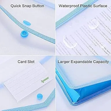 Transparent Envelope Folder | Poly-Plastic A4 Document File Storage Bag with Snap Button | Document Folder for A4 Size Certificates | Set of 10 thumbnail 4