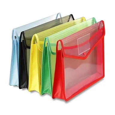 Transparent Envelope Folder | Poly-Plastic A4 Document File Storage Bag with Snap Button | Document Folder for A4 Size Certificates | Set of 10 thumbnail 0