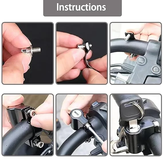 Motorcycle Helmet Lock | Anti-Theft Metal Helmet Safety Lock for Bike Handlebar Tubing 22mm-26mm | With 2 Keys | Motorbike Accessories, Black image 4
