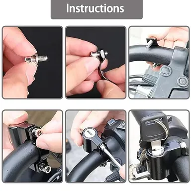 Motorcycle Helmet Lock | Anti-Theft Metal Helmet Safety Lock for Bike Handlebar Tubing 22mm-26mm | With 2 Keys | Motorbike Accessories, Black thumbnail 3