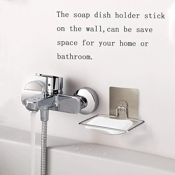 Soap Dish Holder | Self Adhesive Wall Mounted | Stainless Steel Storage Rack | Kitchen Bathroom Shower Organizer | Space Saver, Durable image 5