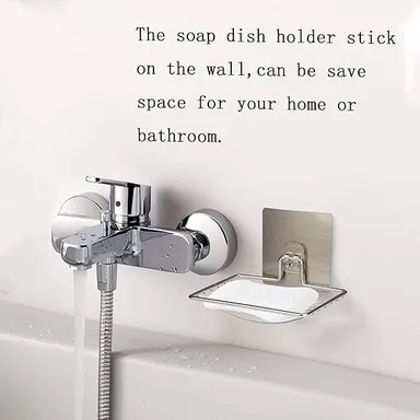 Soap Dish Holder | Self Adhesive Wall Mounted | Stainless Steel Storage Rack | Kitchen Bathroom Shower Organizer | Space Saver, Durable thumbnail 4
