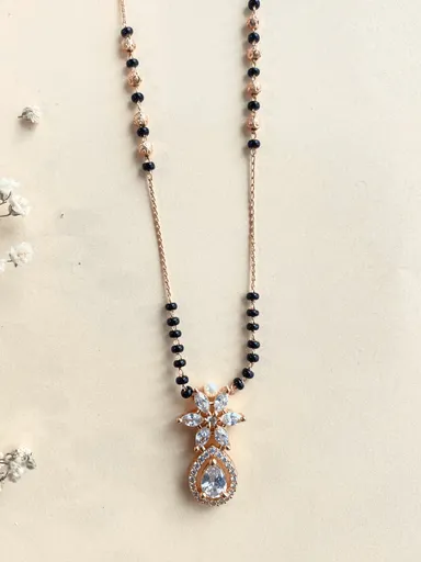 KYRA Rose Gold‑Plated Daily Wear Stylish Mangalsutra | Lightweight Black Bead Chain for Women thumbnail 1