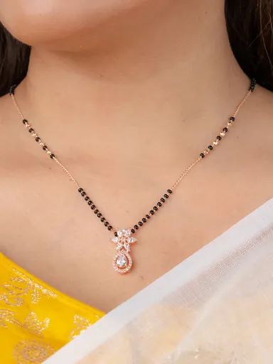 KYRA Rose Gold‑Plated Daily Wear Stylish Mangalsutra | Lightweight Black Bead Chain for Women thumbnail 4