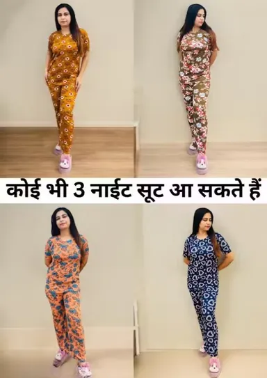 Women Cotton Nightsuits | Short Sleeve | Printed Set thumbnail 1