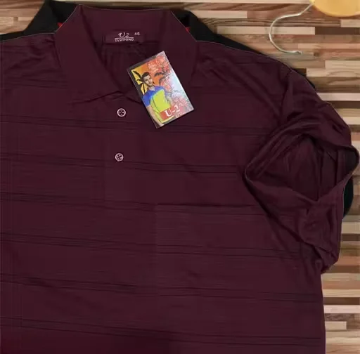 Men’s Cotton Collar T-Shirt with Pocket | Maroon | Short Sleeve | Casual Wear | XXL image 2