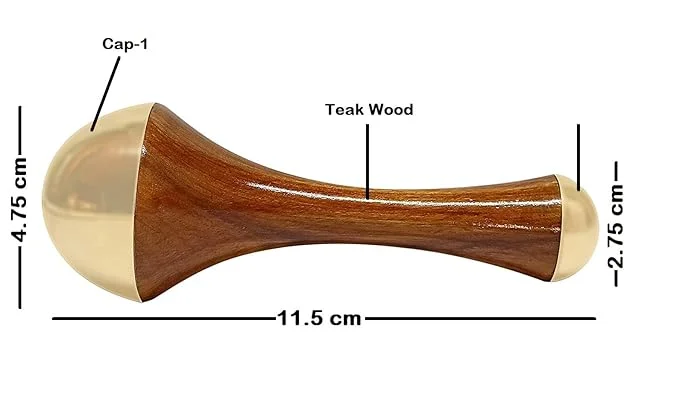 Kansa Wand | Face| Body & Foot Massager with Teak Wooden Handle | Small Bronze 4.5 cm Capped | Ayurvedic Relaxation Tool| Natural Brown image 2