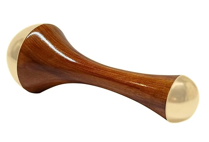 Kansa Wand | Face| Body & Foot Massager with Teak Wooden Handle | Small Bronze 4.5 cm Capped | Ayurvedic Relaxation Tool| Natural Brown image 3