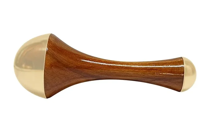 Kansa Wand | Face| Body & Foot Massager with Teak Wooden Handle | Small Bronze 4.5 cm Capped | Ayurvedic Relaxation Tool| Natural Brown image 4