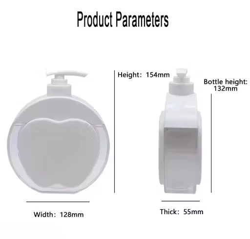 Aurovill Apple-Shaped Soap Dispenser for Bathroom & Kitchen | Detachable Hand Sanitizer & Shower Gel Bottle | White | Leak-Proof | Pack of 2 | Eco-Friendly Plastic image 4