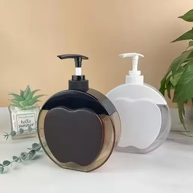 Aurovill Apple-Shaped Soap Dispenser for Bathroom & Kitchen | Detachable Hand Sanitizer & Shower Gel Bottle | White | Leak-Proof | Pack of 2 | Eco-Friendly Plastic