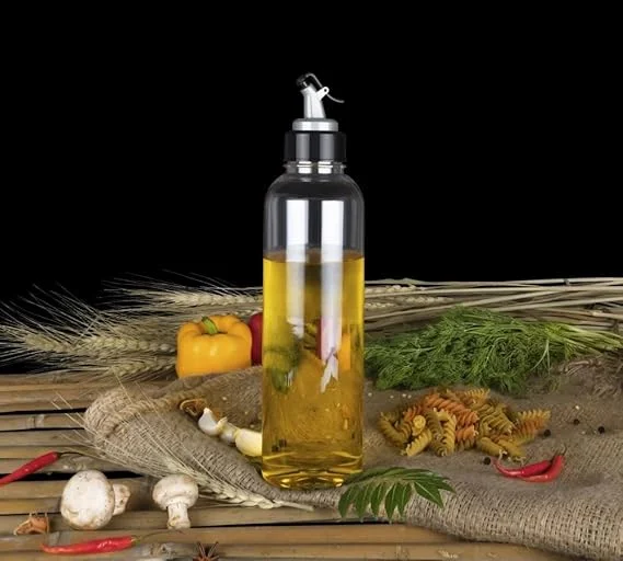 1000 ml Heavy Quality Plastic Oil |Vinegar Dispenser Bottle with Leak‑Proof Cork Spout + Silicone Oil Brush |Spatula Set | BPA‑Free Food Grade Kitchen Oil Pourer for Cooking Barbecue Salad Dressing image 2