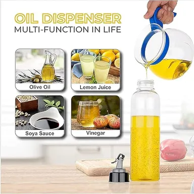 1000 ml Heavy Quality Plastic Oil |Vinegar Dispenser Bottle with Leak‑Proof Cork Spout + Silicone Oil Brush |Spatula Set | BPA‑Free Food Grade Kitchen Oil Pourer for Cooking Barbecue Salad Dressing thumbnail 3